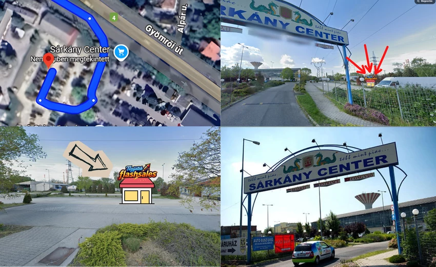 Térkép, amely az fizikai üzletet és környékét mutatja.